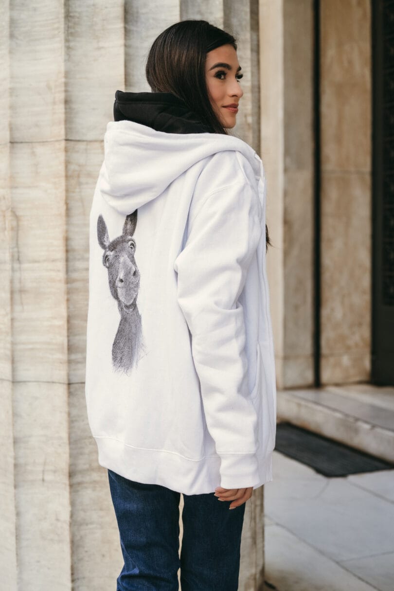 White DONKEY Zip Up Hoodie 3232 – Image 2