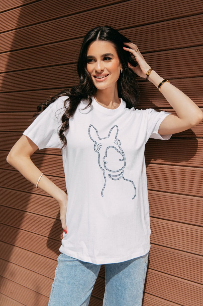 Donkey Love Blue STRASS White T-Shirt 1714 – Image 4