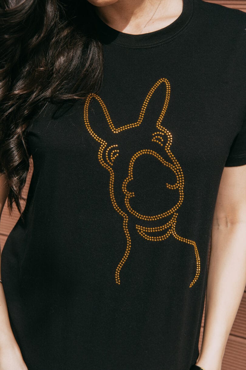 Donkey Love Gold STRASS Black T-Shirt 1716 – Image 4