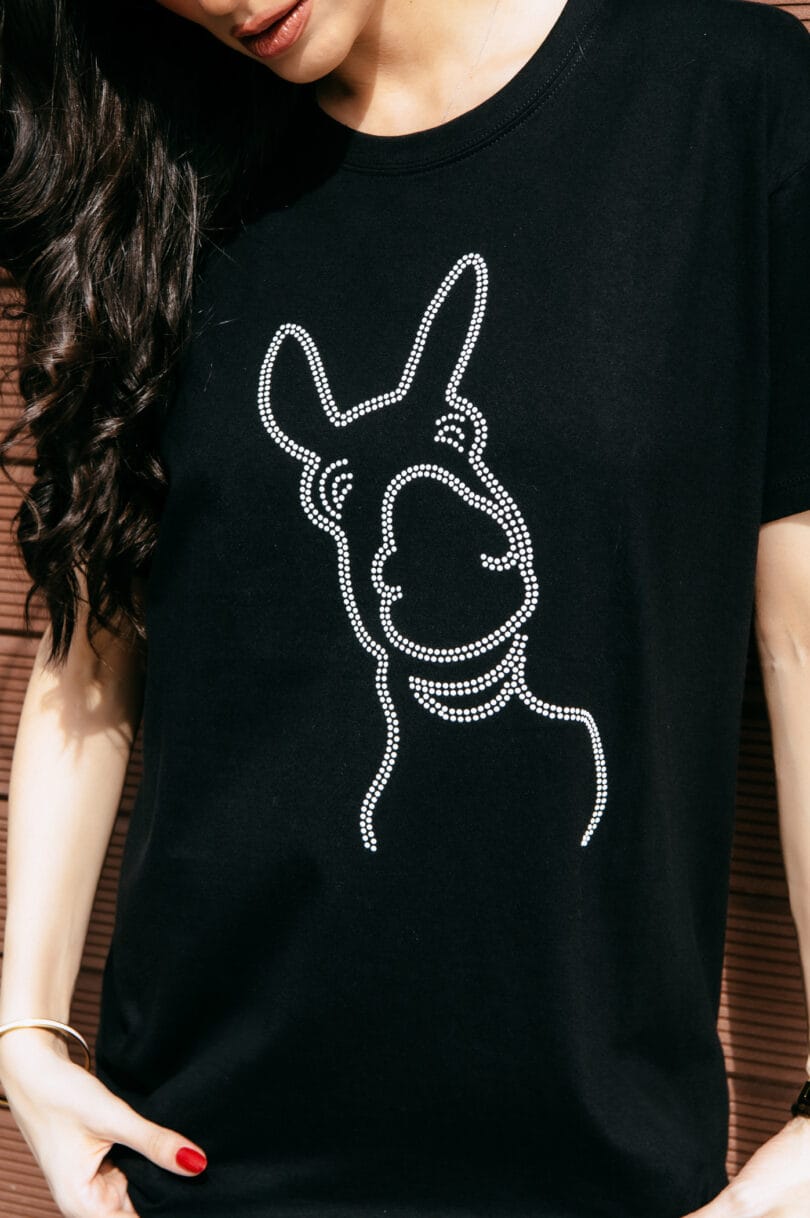 Donkey Love White STRASS Black T-Shirt 1715 – Image 5