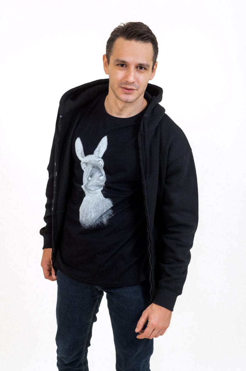 Black DONKEY Zip Up Hoodie 3233 Men – Image 3