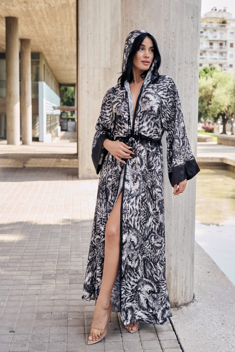 LESS IS MORE-HANDMADE HOODED OWL TUNIC 1722 – Image 4